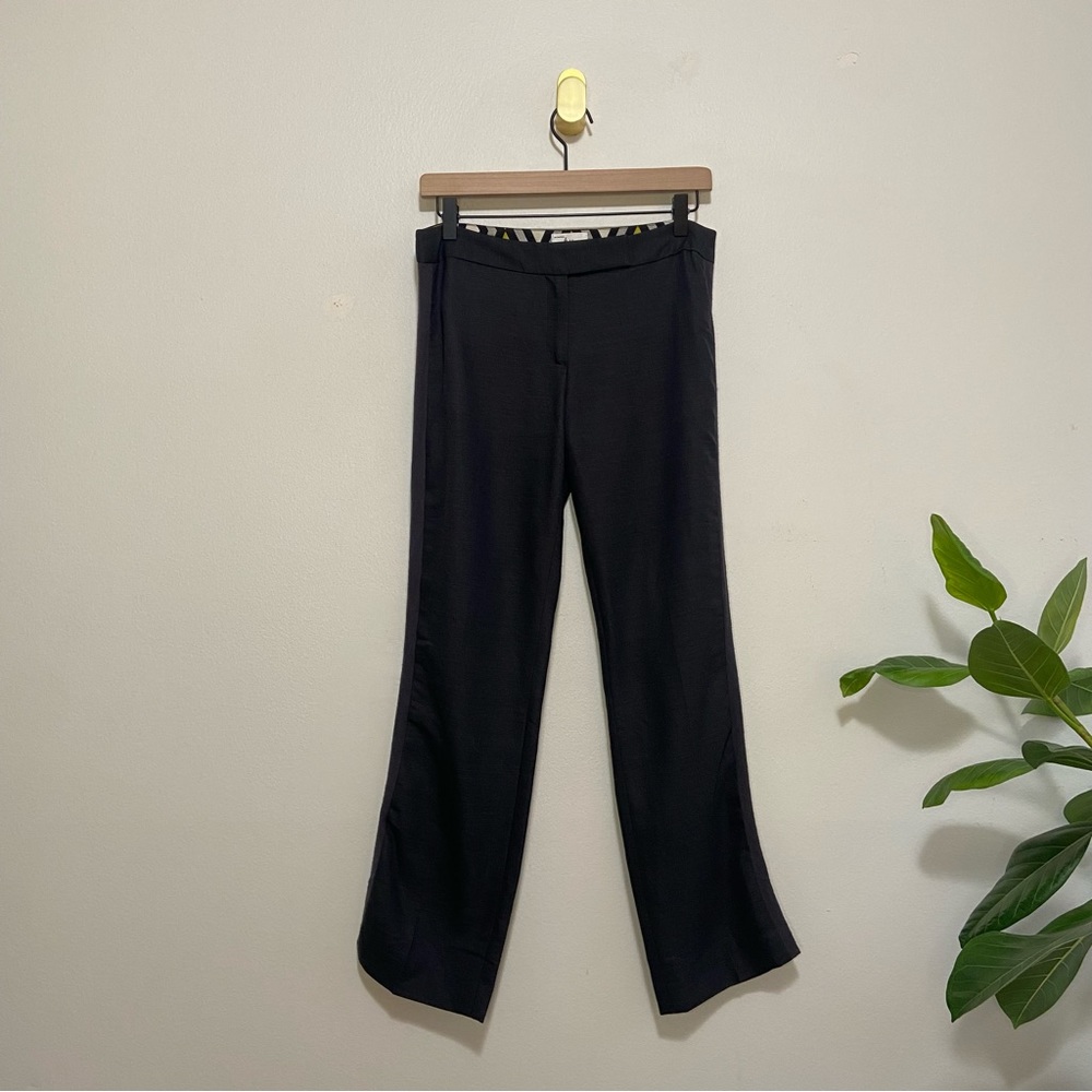 Milly Charcoal Gray Silk Wool Contrast Panel Trouser Pants